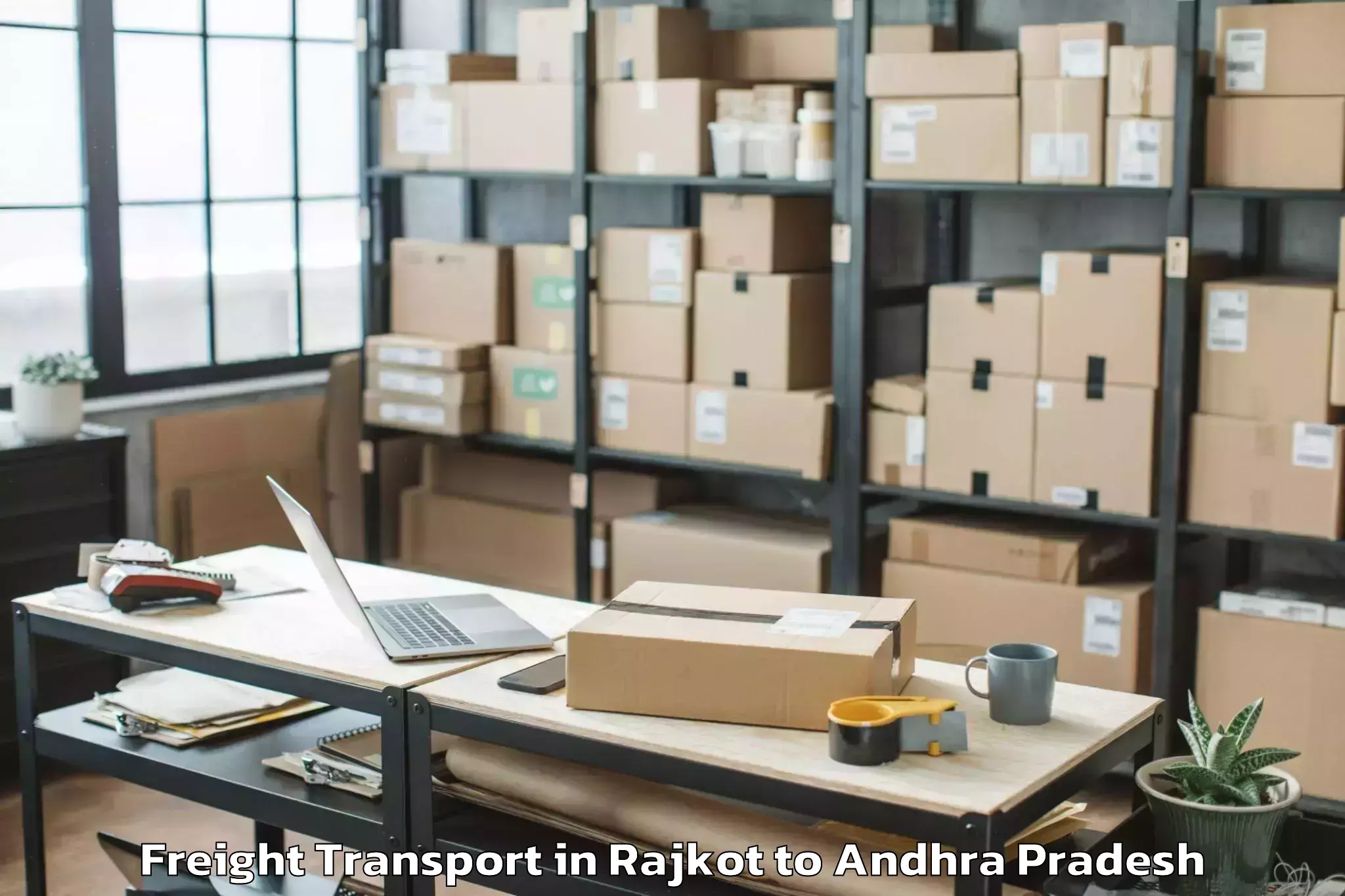 Leading Rajkot to Cherukupalle Arumbaka Freight Transport Provider